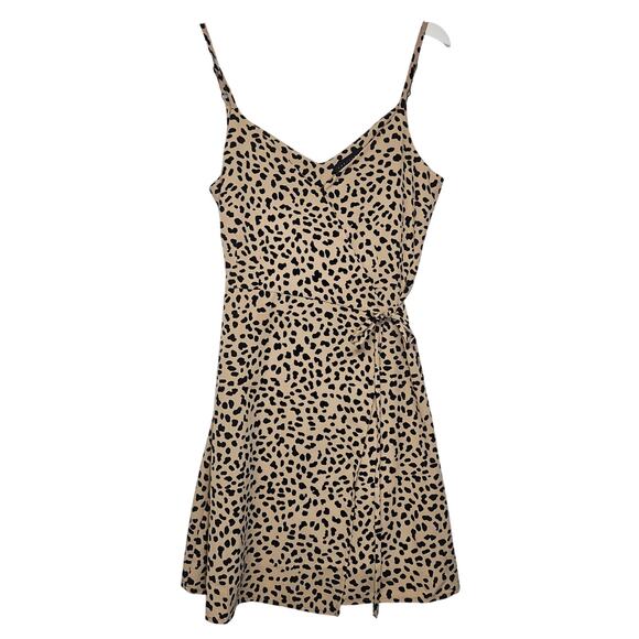 Sanctuary Tan and Black Cheetah Animal Print Wrap Mini Dress - Picture 1 of 8